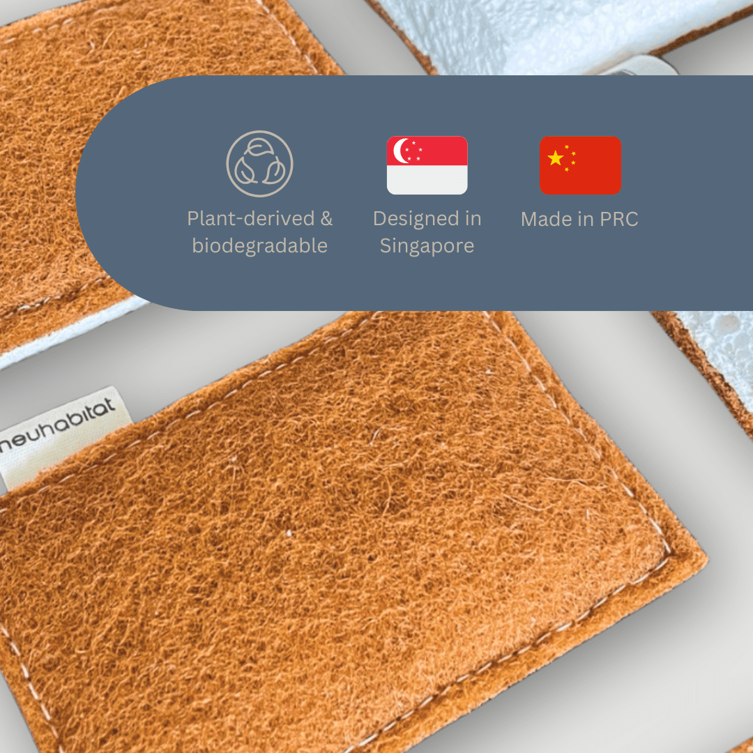 Coir Cellulose Dishwashing Sponge Natural Cotton Stitched Plant - based Eco Friendly Coconut Fiber Scrubber Scouring Pads - Neuhabitat