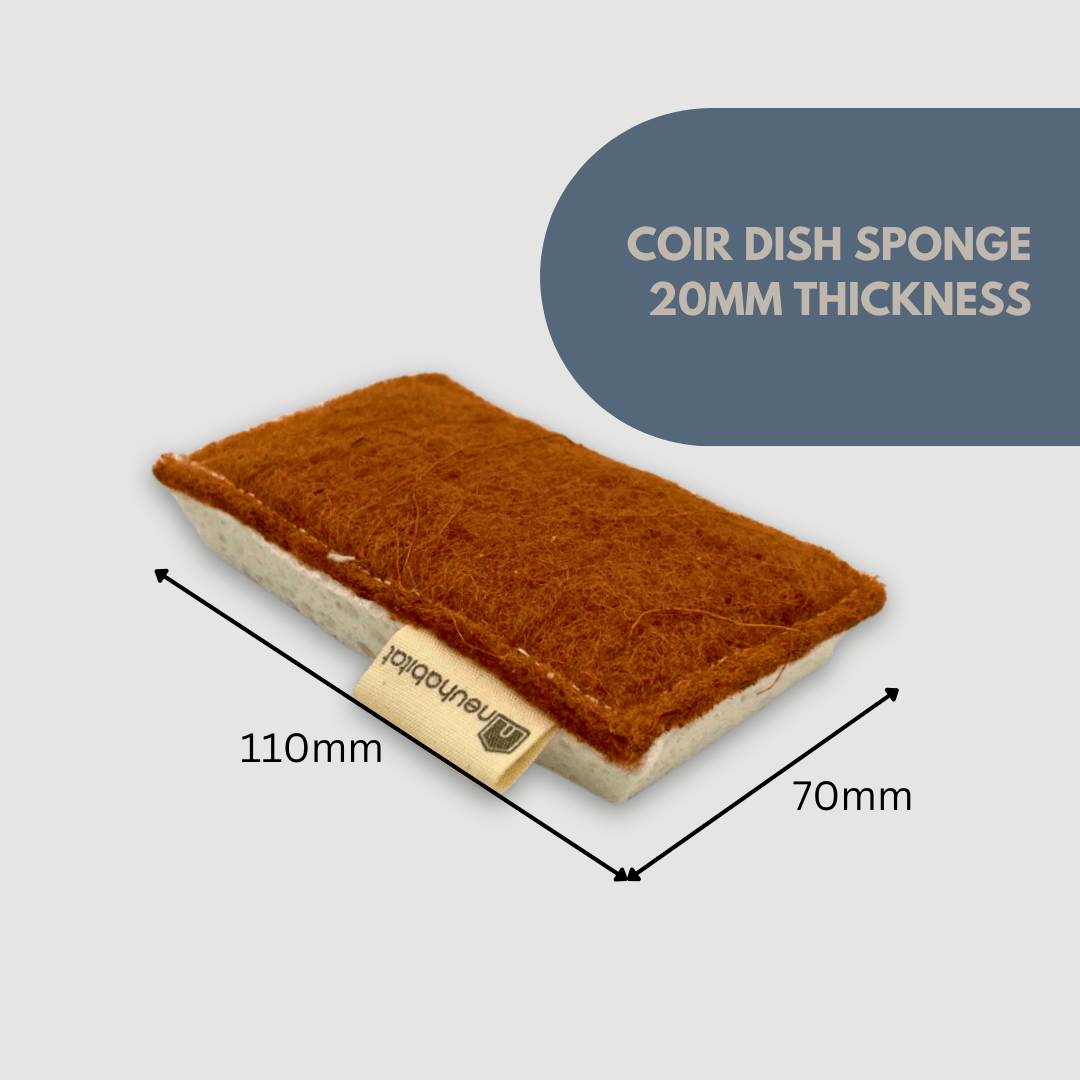 Coir Cellulose Dishwashing Sponge Natural Cotton Stitched Plant - based Eco Friendly Coconut Fiber Scrubber Scouring Pads - Neuhabitat
