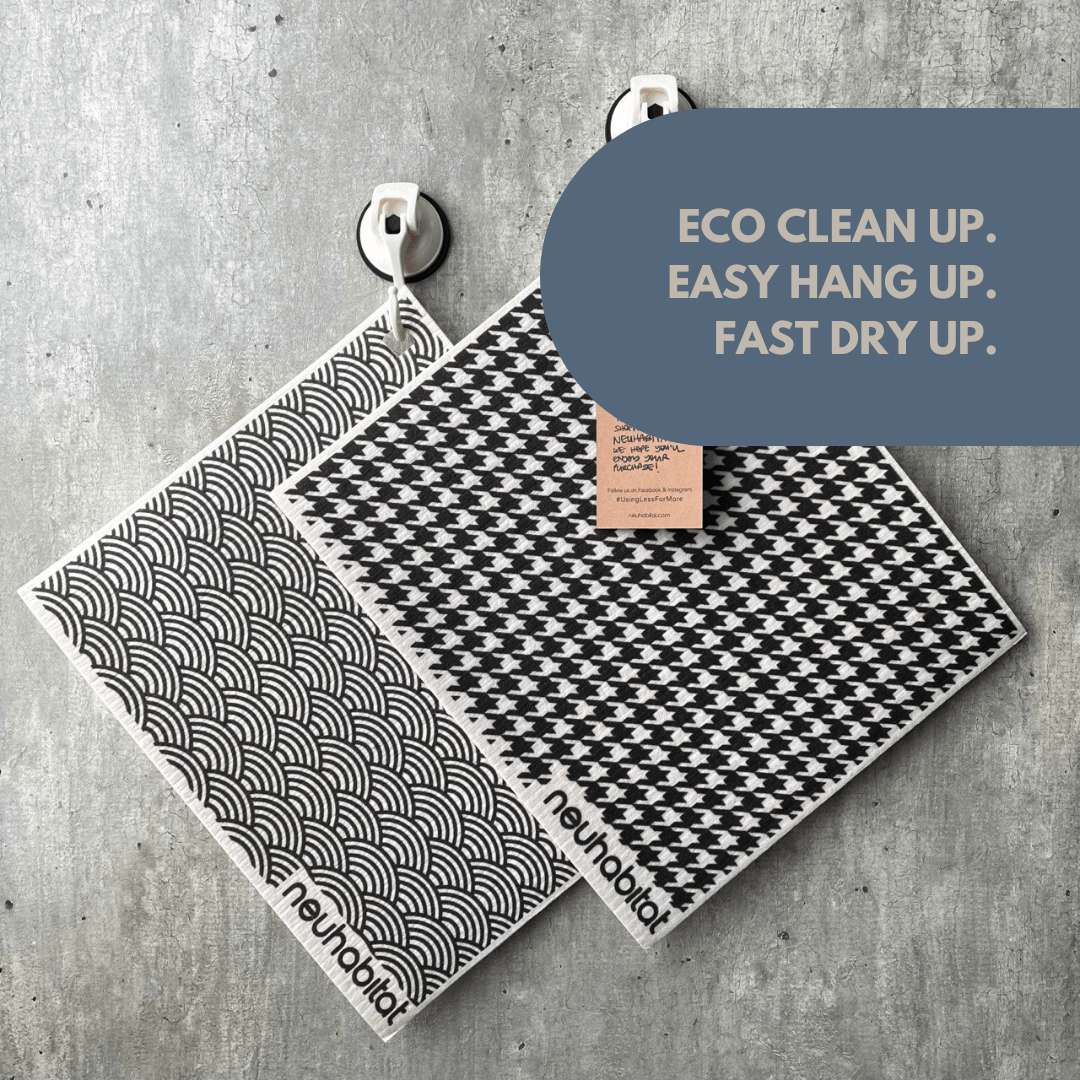 Extra Large Swedish Dishcloth With Eyelet Earth Friendly Biodegradable Super Absorbent Multi - Purpose Cleaning White Sponge Cloth - Neuhabitat