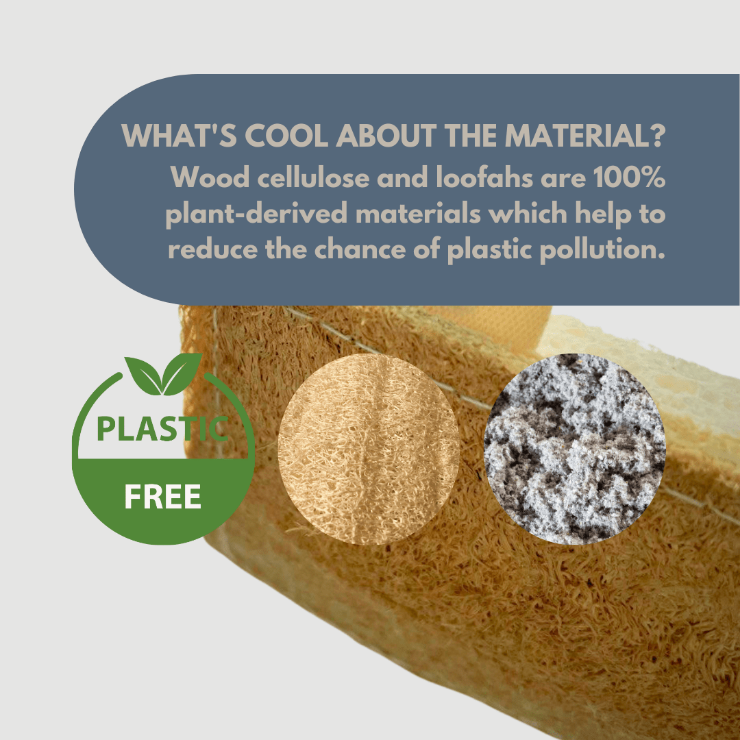 Loofah Cellulose Dishwashing Sponge Natural Cotton Stitched Plant - based Eco Friendly Luffa Scrubber Scouring Pads - Neuhabitat