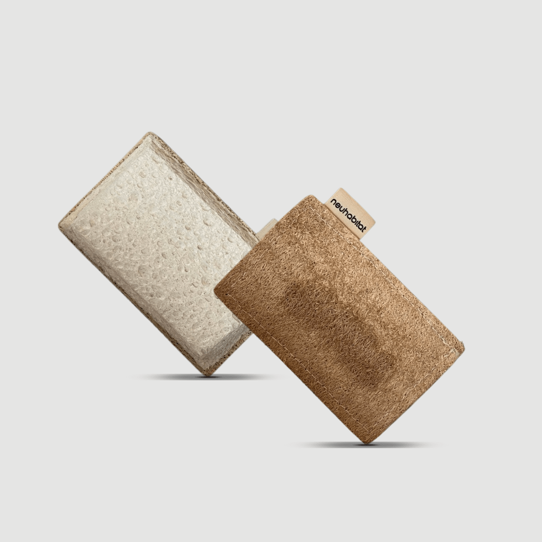 Loofah Cellulose Dishwashing Sponge Natural Cotton Stitched Plant - based Eco Friendly Luffa Scrubber Scouring Pads - Neuhabitat