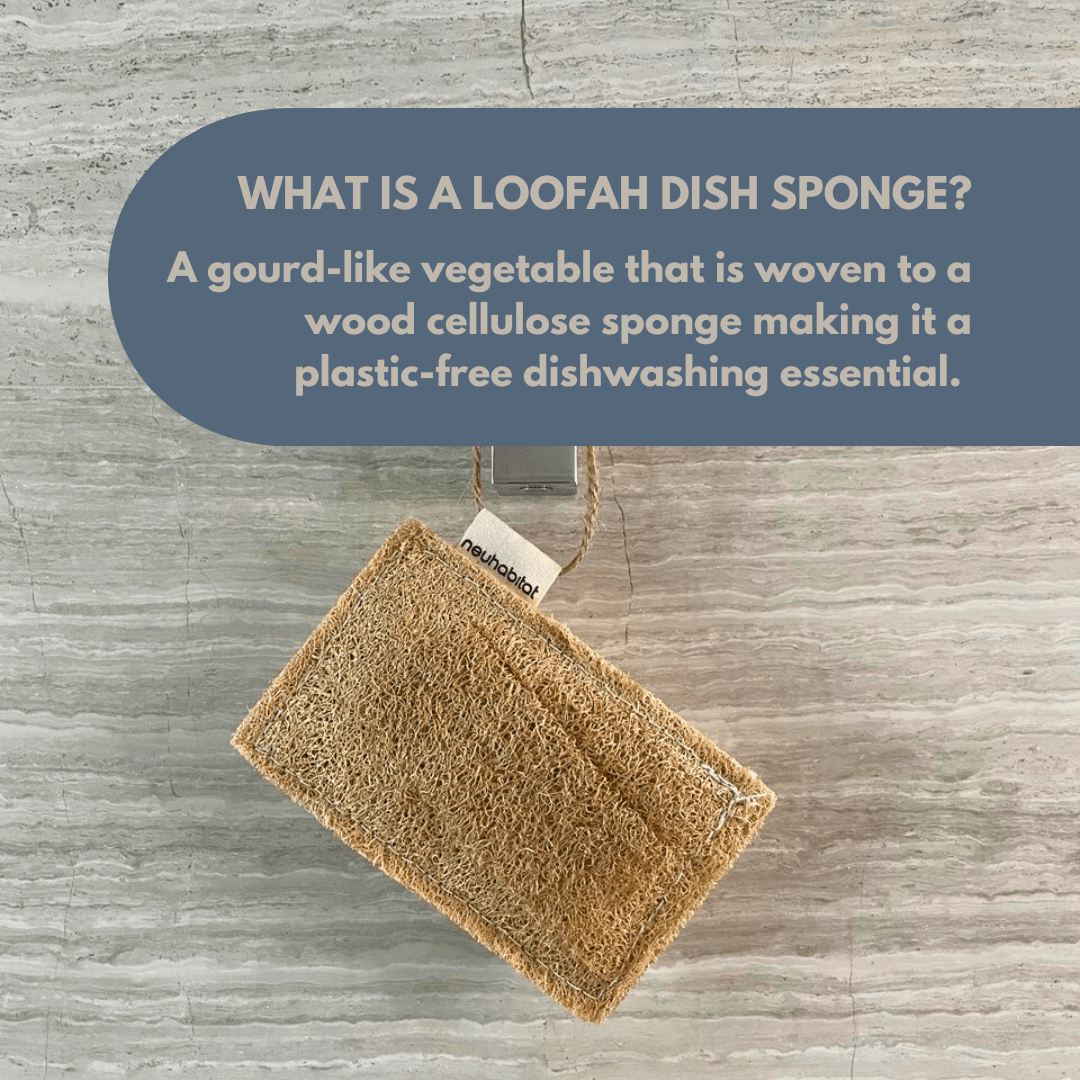 Loofah Cellulose Dishwashing Sponge Natural Cotton Stitched Plant - based Eco Friendly Luffa Scrubber Scouring Pads - Neuhabitat