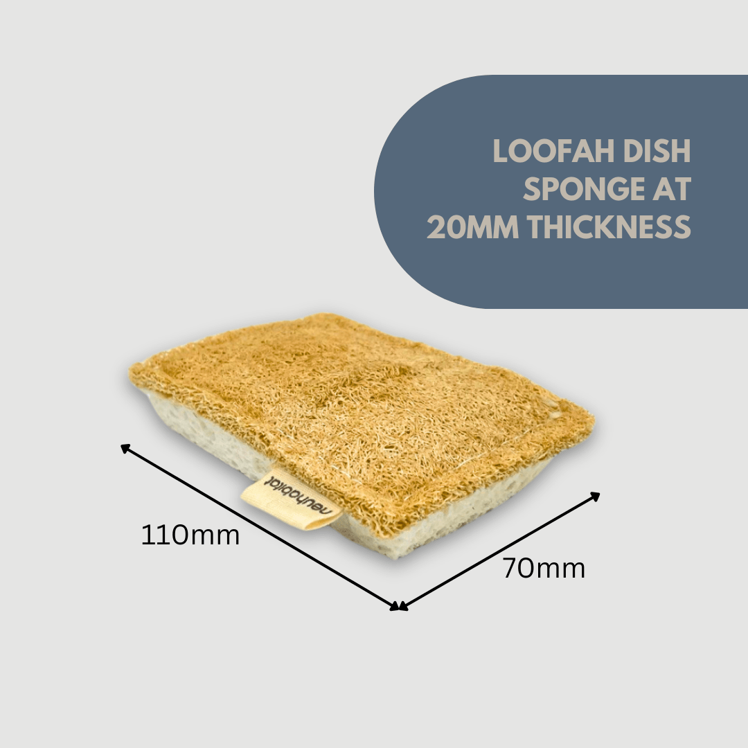 Loofah Cellulose Dishwashing Sponge Natural Cotton Stitched Plant - based Eco Friendly Luffa Scrubber Scouring Pads - Neuhabitat