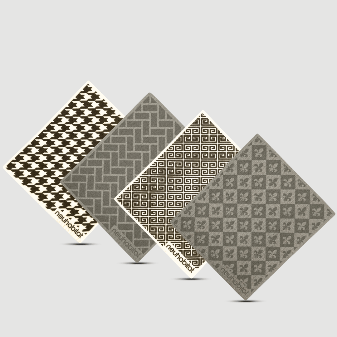 Swedish Dishcloth (EUR Collection) Earth Friendly Biodegradable Super Absorbent Multi - Purpose Cleaning White Sponge Cloth - Neuhabitat