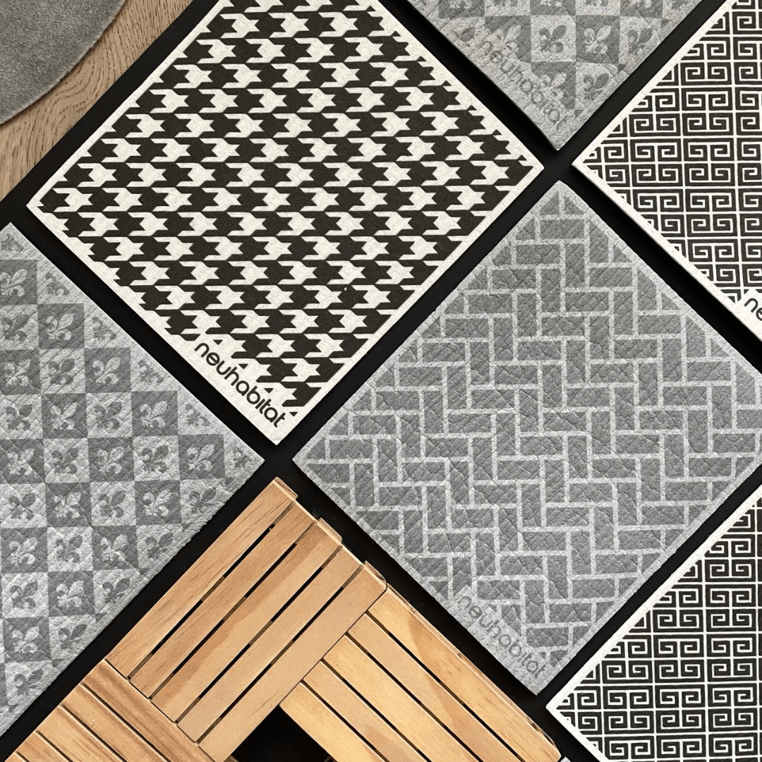 Swedish Dishcloth (EUR Collection) Earth Friendly Biodegradable Super Absorbent Multi - Purpose Cleaning White Sponge Cloth - Neuhabitat