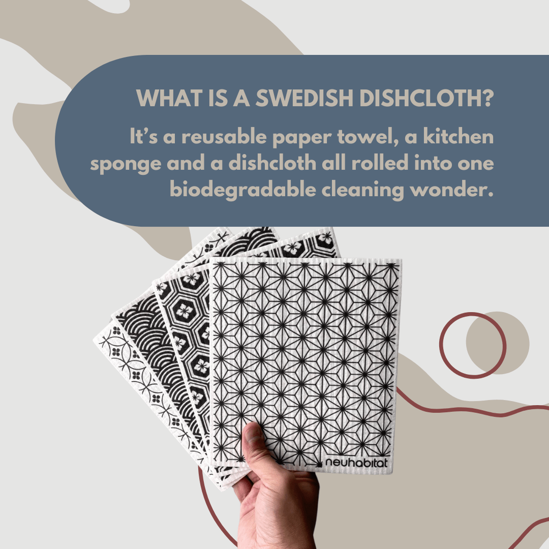 Swedish Dishcloth (JPN Collection) Earth Friendly Biodegradable Super Absorbent Multi - Purpose Cleaning White Sponge Cloth - Neuhabitat