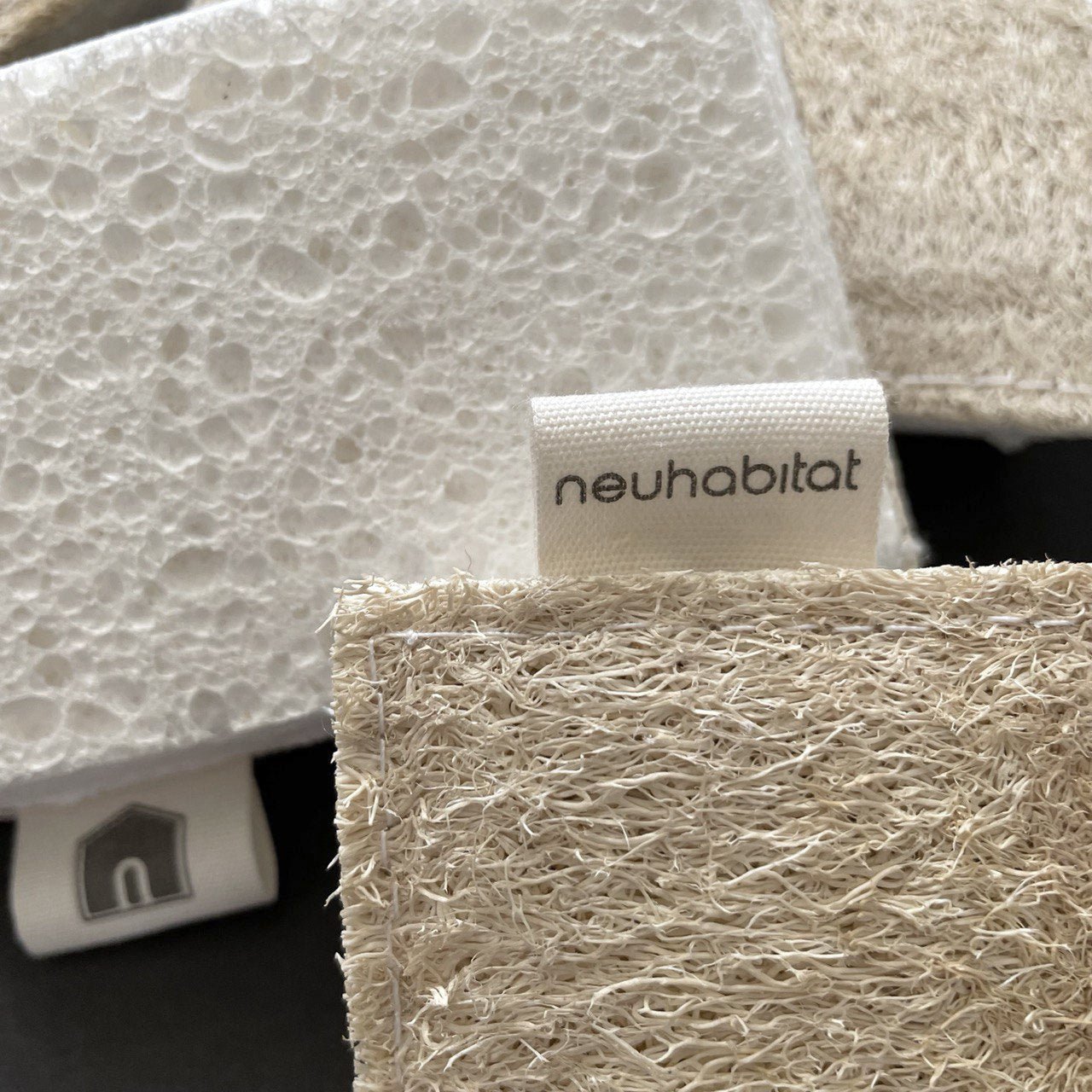 Loofah Cellulose Dishwashing Sponge Natural Cotton Stitched Plant - based Eco Friendly Luffa Scrubber Scouring Pads - Neuhabitat