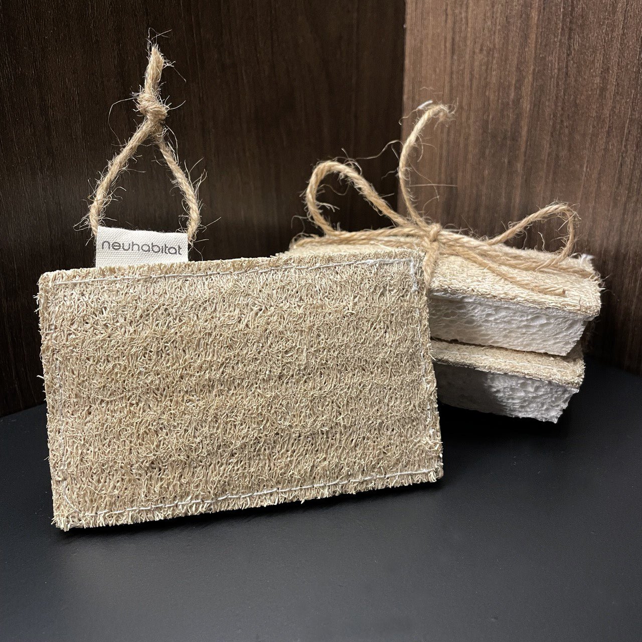 Loofah Cellulose Dishwashing Sponge Natural Cotton Stitched Plant - based Eco Friendly Luffa Scrubber Scouring Pads - Neuhabitat