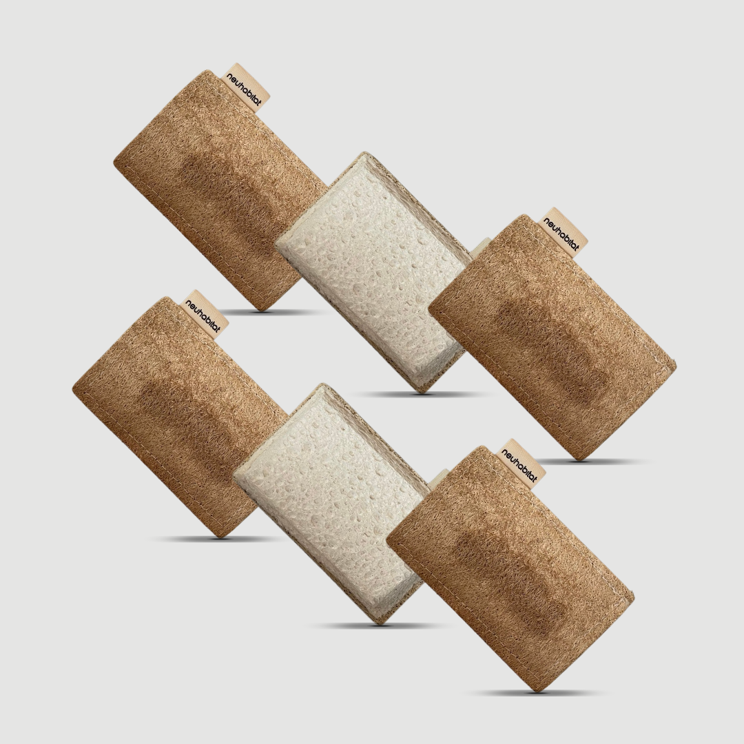 Loofah Cellulose Dishwashing Sponge Natural Cotton Stitched Plant-based Eco Friendly Luffa Scrubber Scouring Pads