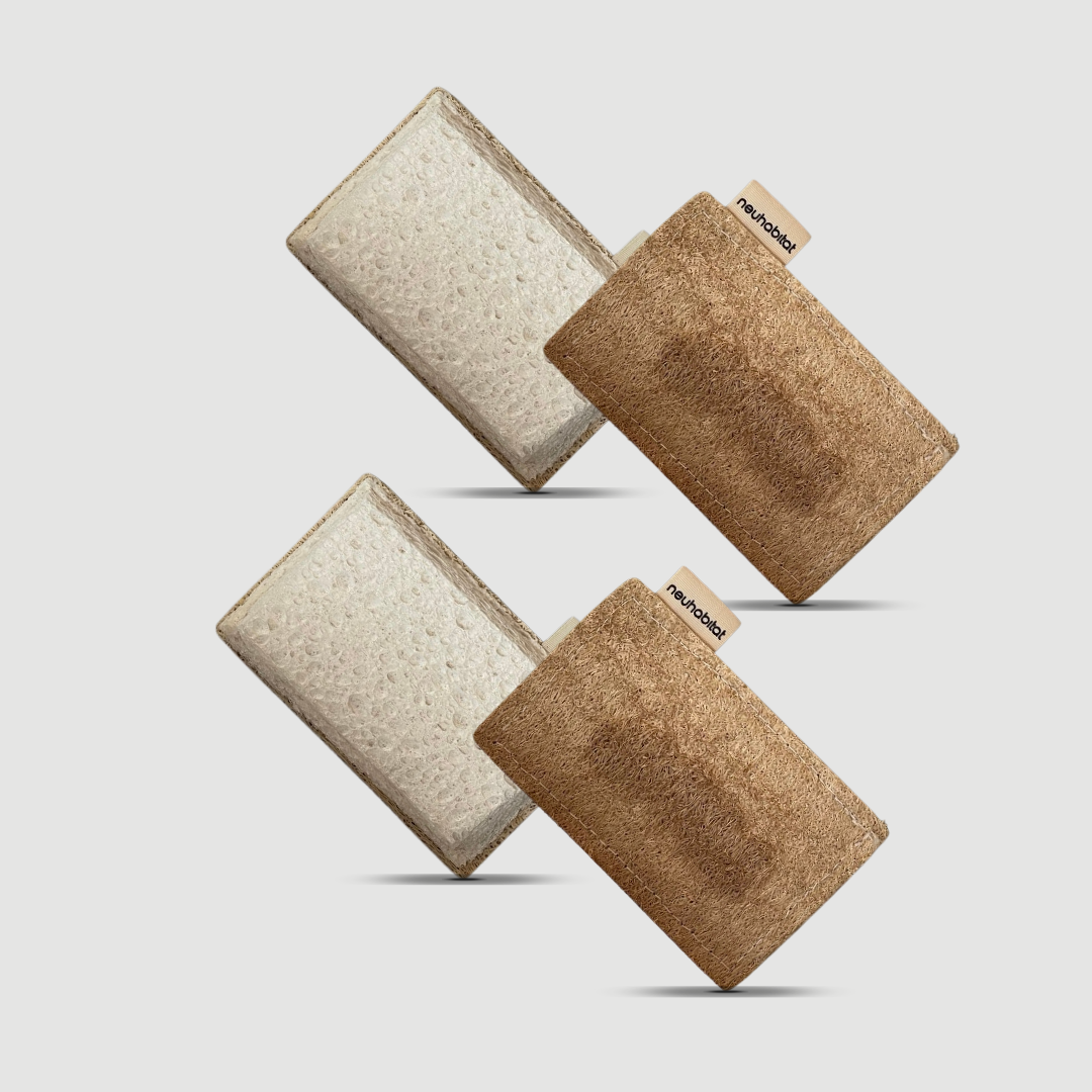 Loofah Cellulose Dishwashing Sponge Natural Cotton Stitched Plant-based Eco Friendly Luffa Scrubber Scouring Pads