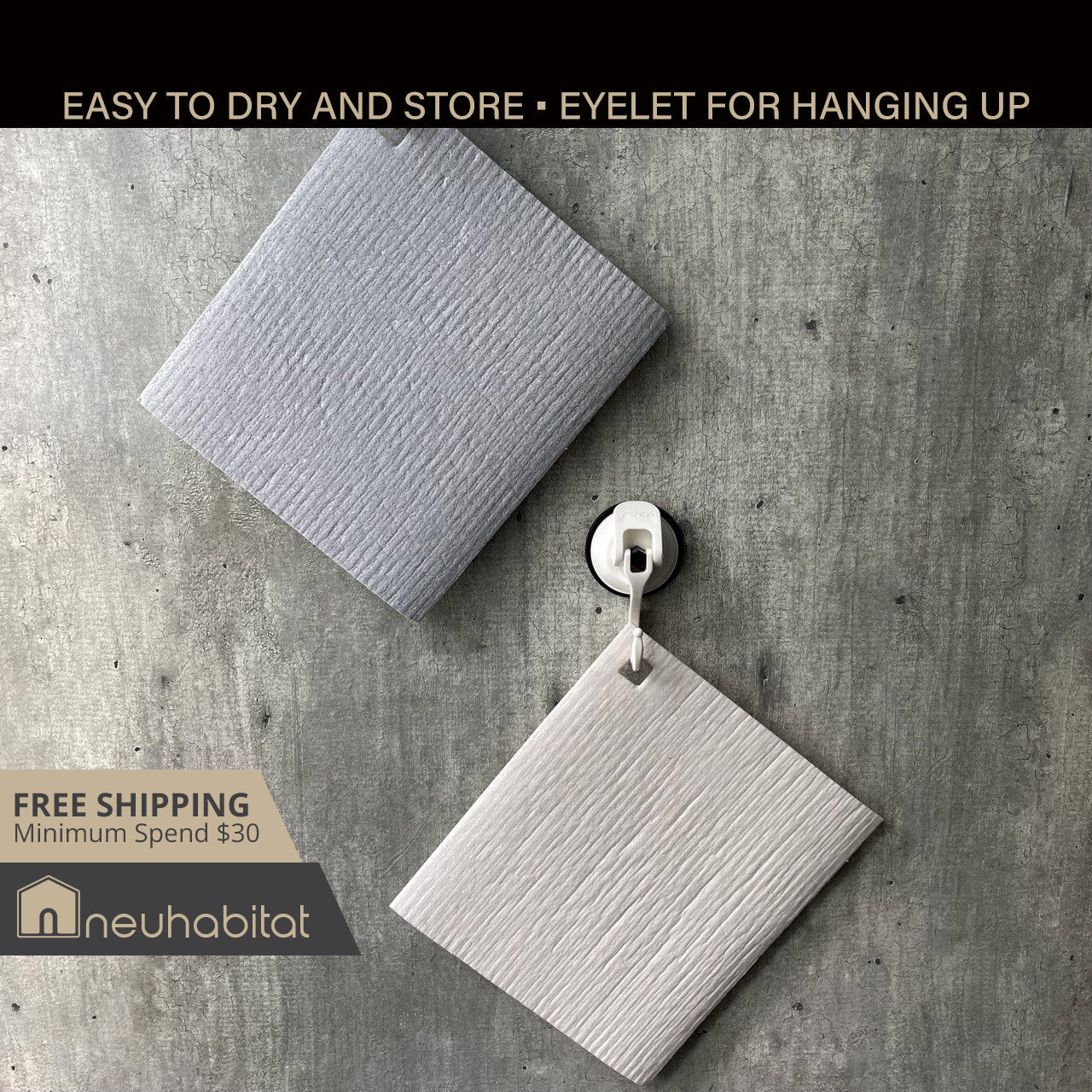 Swedish Dishcloth With Eyelet Eco Friendly Super Absorbent Biodegradable Compostable Multi - Purpose Cleaning Sponge Cloth - Neuhabitat